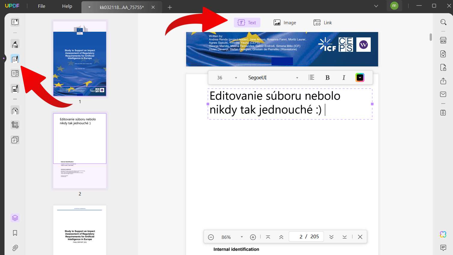 recenzia UPDF editor pdf suborov_pridanie textu a jeho uprava