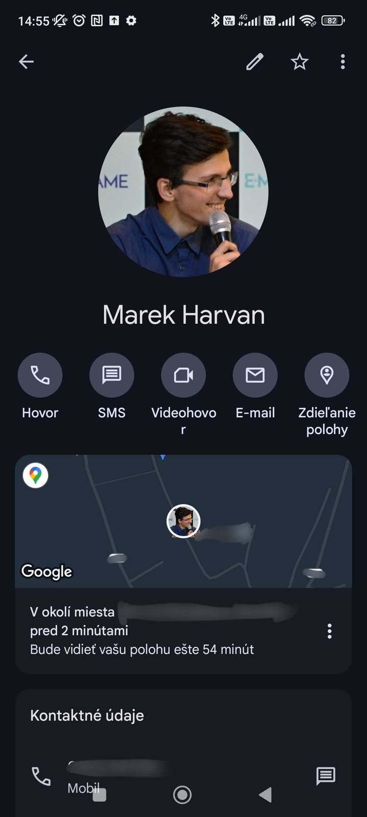 Zdieľanie polohy cez Kontakty Google