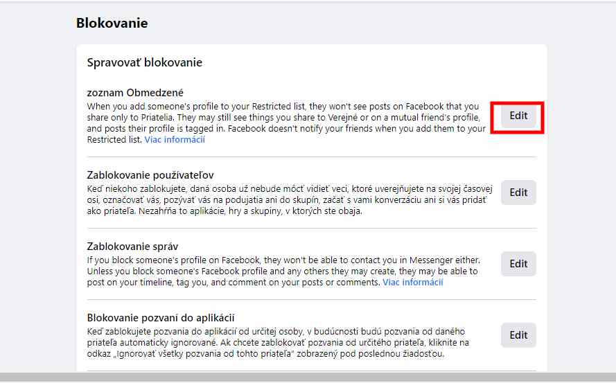 Facebook blokovaniee