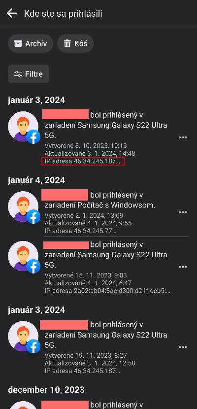 Facebook kde ste sa prihlasili IP adresa