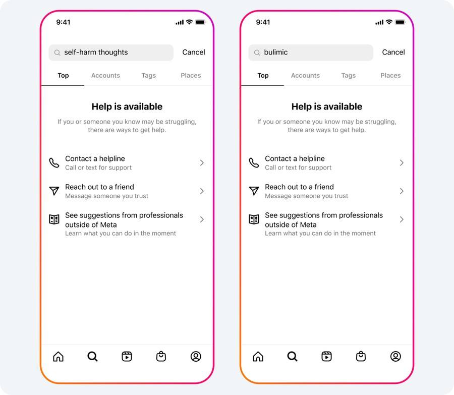 Instagram vysledok vyhldavania odporucanie na nevhodny obsah