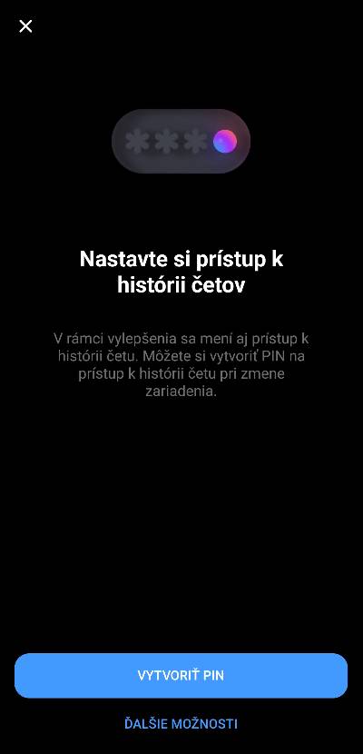 Messenger vytvorenia hesla PIN pre pristup k historii sprav_1