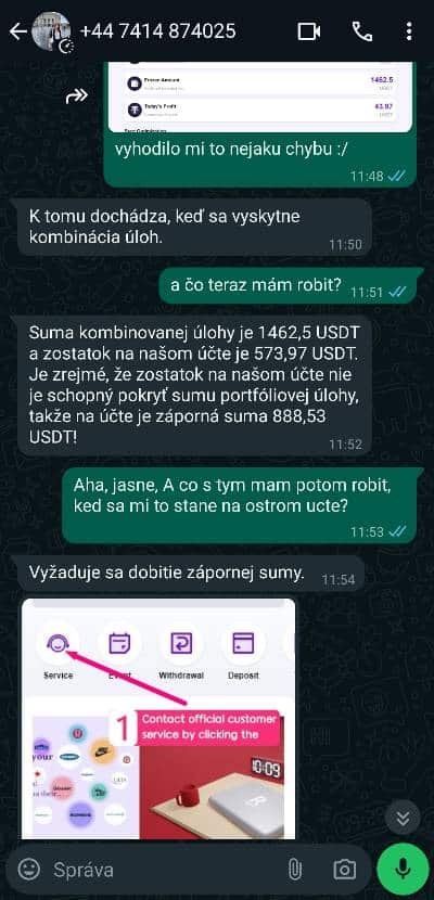 WhatsApp podvod ponuka prace_ukoncenie komunikacie_1