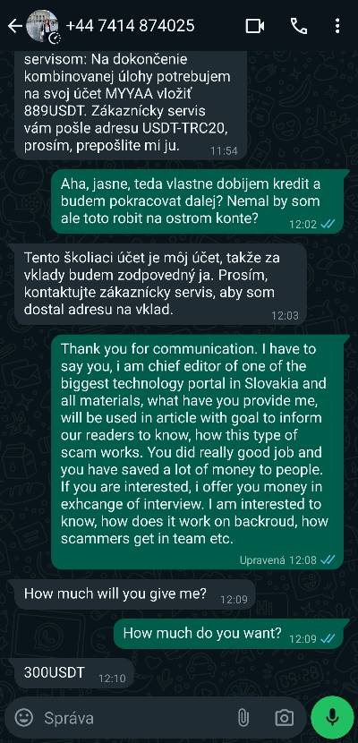 WhatsApp podvod ponuka prace_ukoncenie komunikacie_3