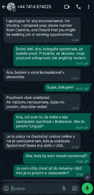 WhatsApp podvod s pracovnou ponuka_3