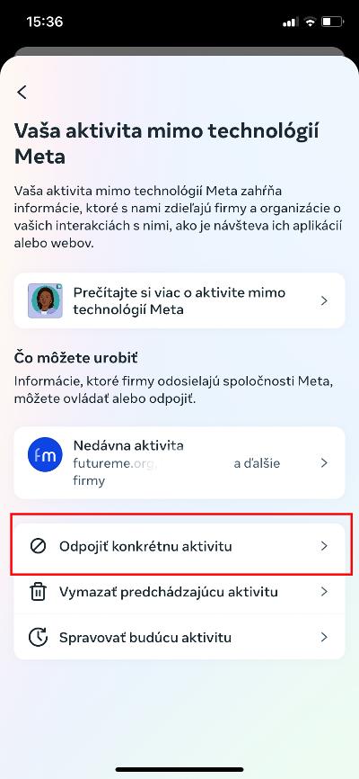 Aktivita mimo Mety