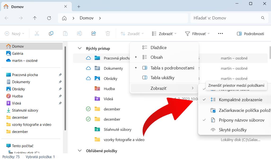navod ako si prisposobit prieskumníka vo Windows_zobrazenie kompaktneho zoznamu