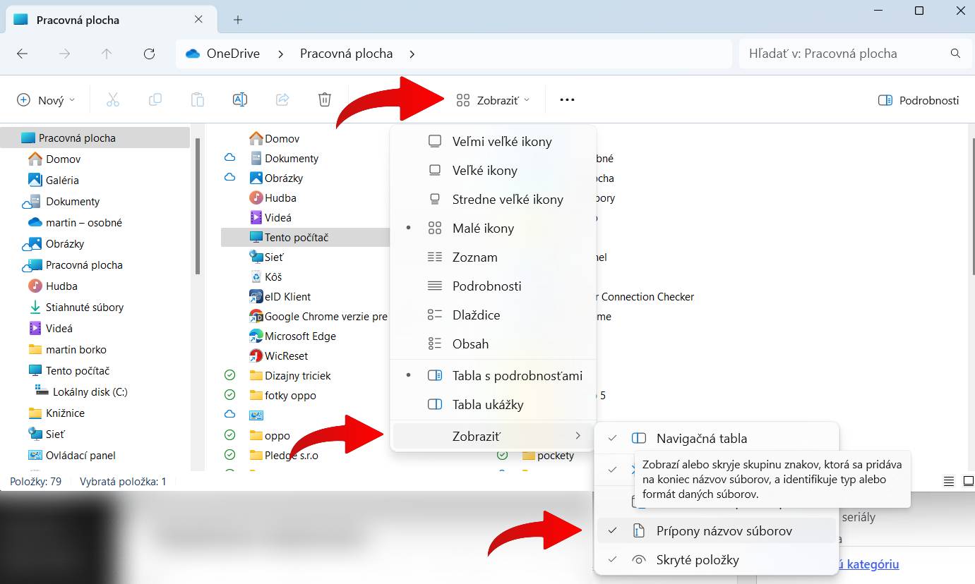 navod ako zobrazit pripony suborov Prieskumnik Windows