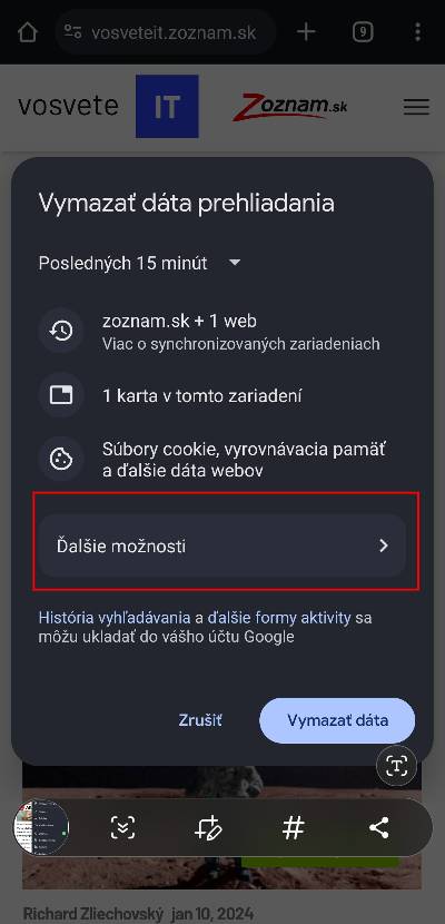 vymazanie historie prehliadania internetu Chrome pre Android navod_2