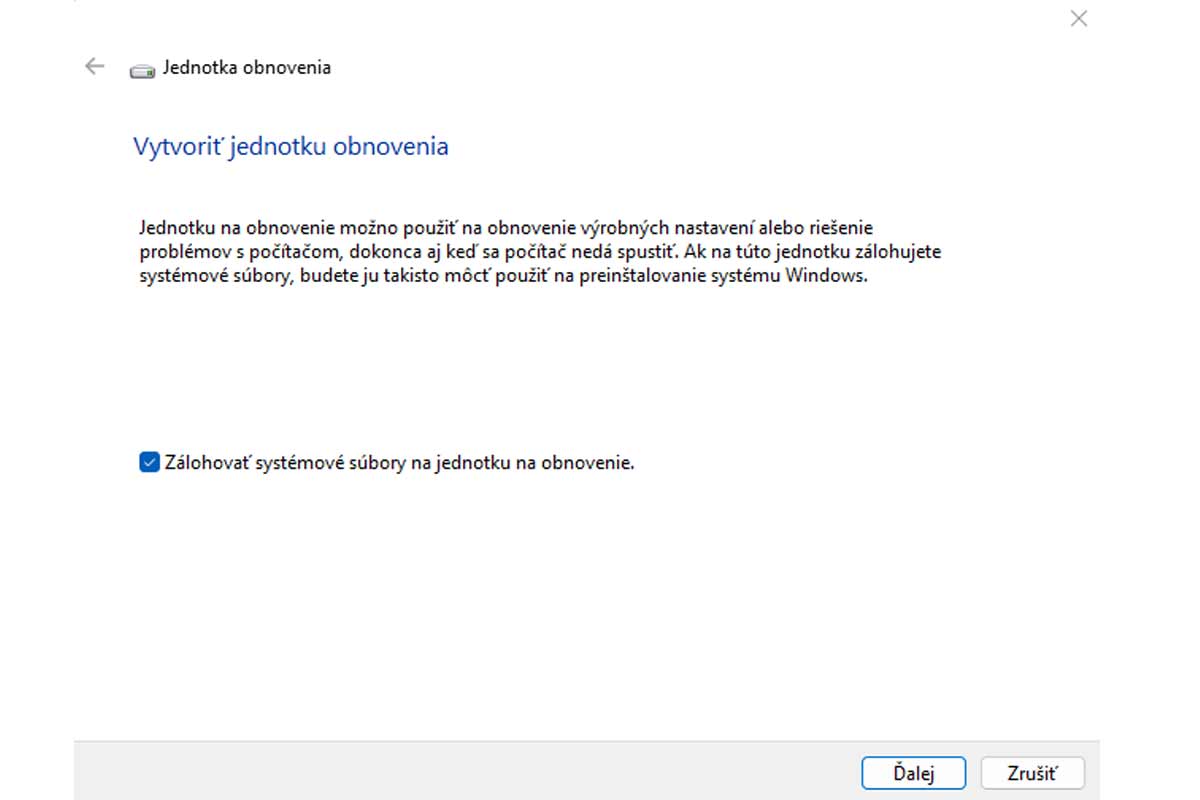 Ako si vytvoriť zálohu operačného systému Windows