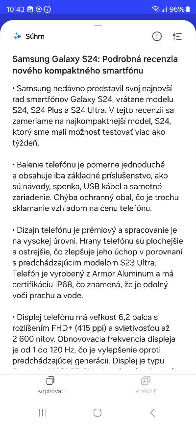 Galaxy AI_sumarizacia textu_2