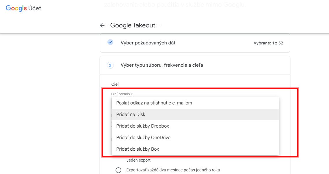 Google Takeout cieľ