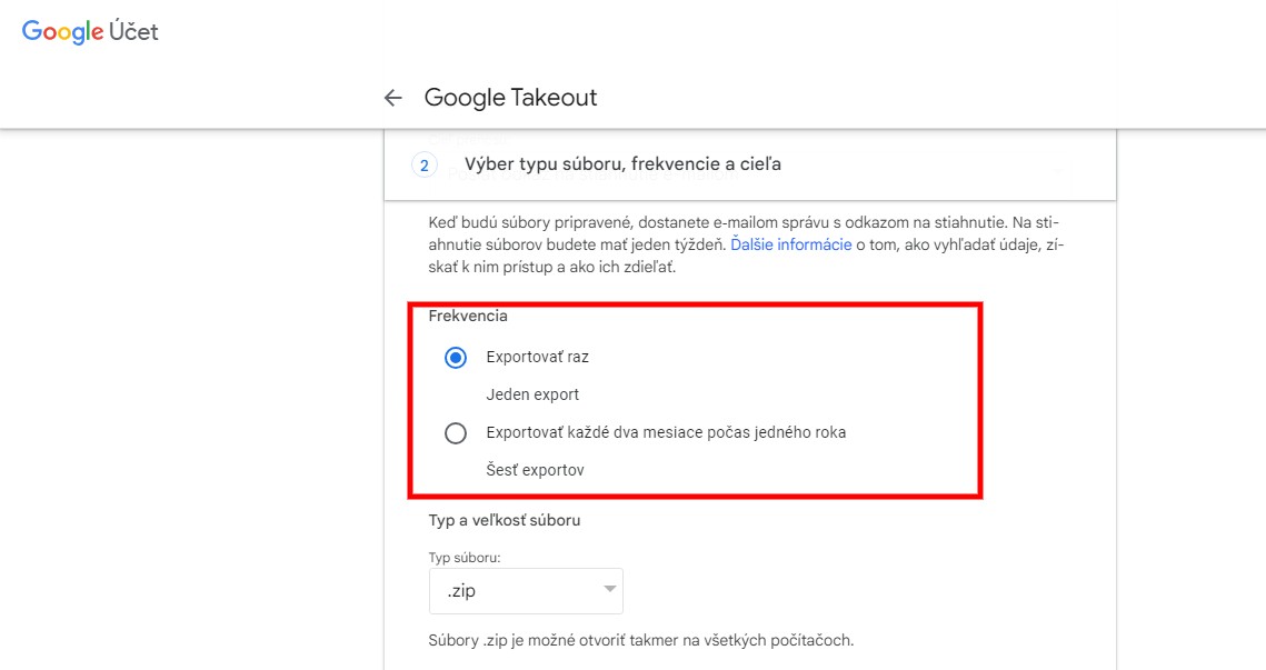 Google Takeout - frekvencie