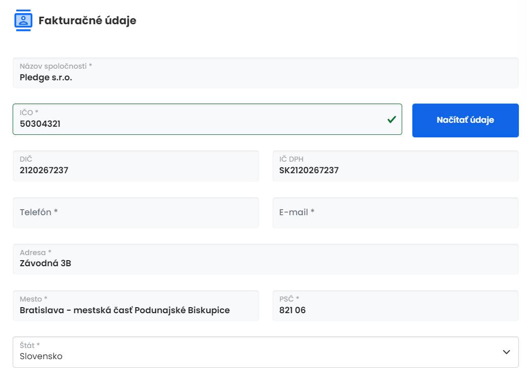 fakturujonline vytvorenie profilu