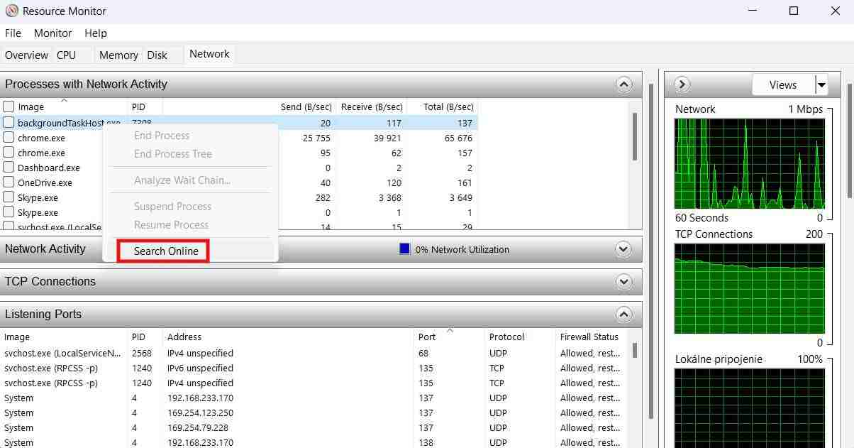 Resource monitor ktore aplikacie odosielaju data z vasho pocitaca_3