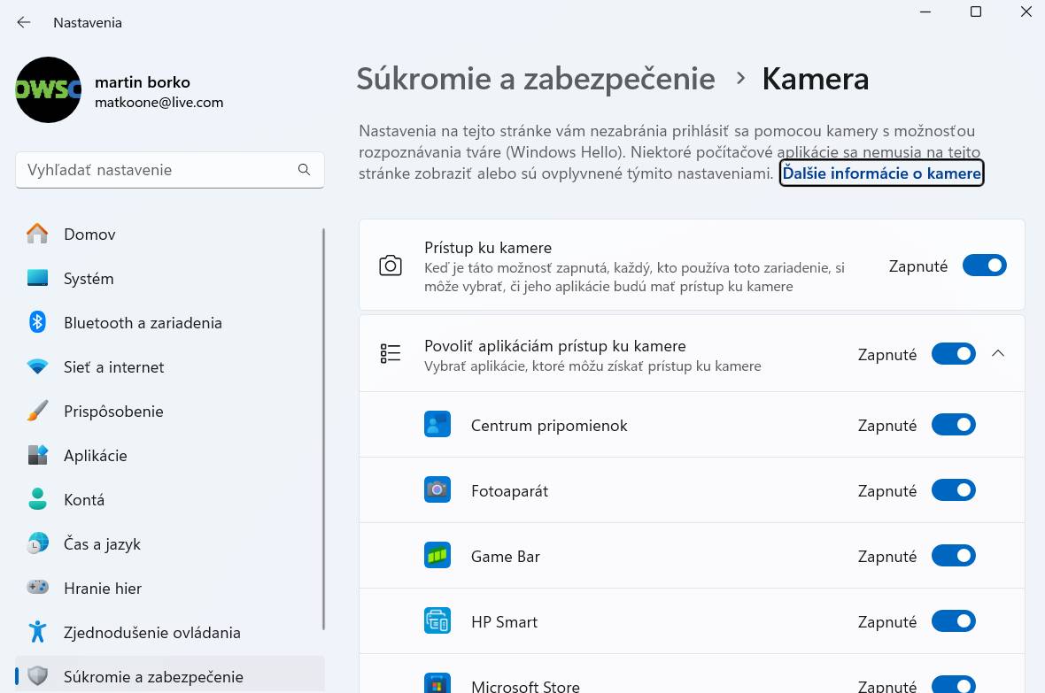 ktore aplikacie pristupuju ku kamere pocitaca