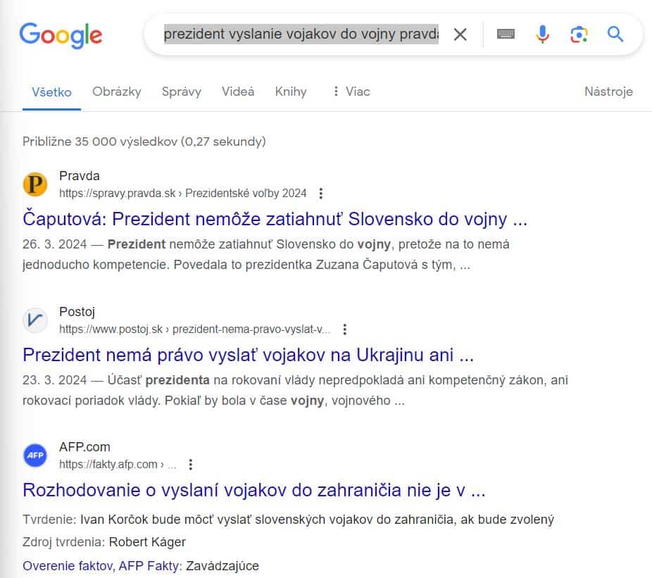 Google overeneni informacii uryvok z webov