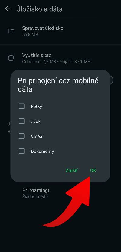 WhatsApp ako obmedzit stahovanie obsahu cez mobilne data_3