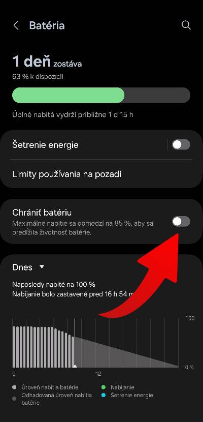 ochrana baterie v samsung smartfone funkcia