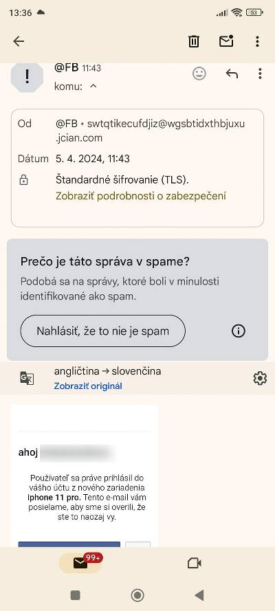 podvodny e-mail ako vylakat prihlasovacie udaje od facebooku