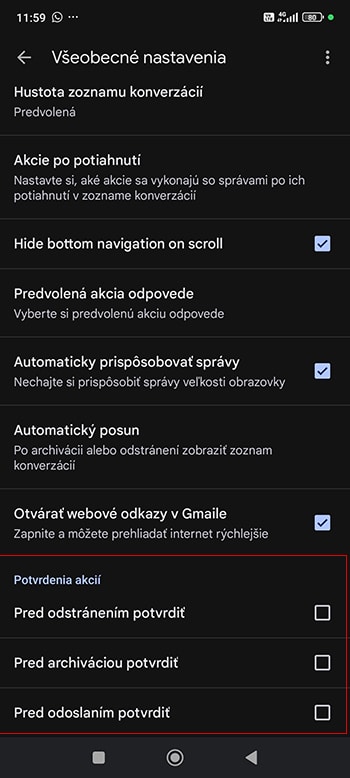 Gmail funkcie na Android