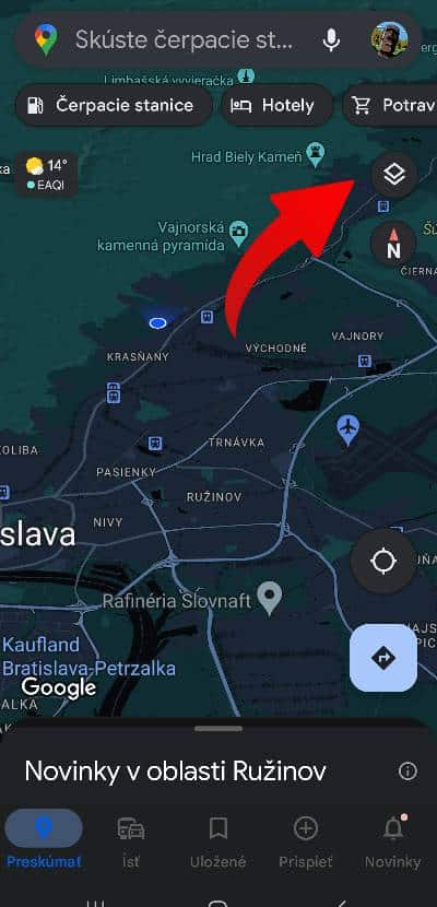 Google Mapy prekliknutie vrstvy na dopravu navod_1