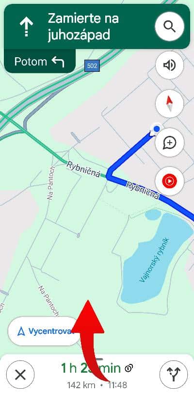 Google Mapy zdielanie priebehu trasy_1