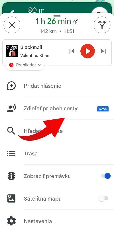 Google Mapy zdielanie priebehu trasy_2