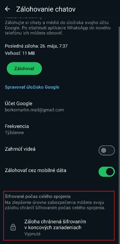 WhatsApp sifrovanie zaloh_1
