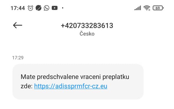 priklad podvodnej spravy vratenie dani