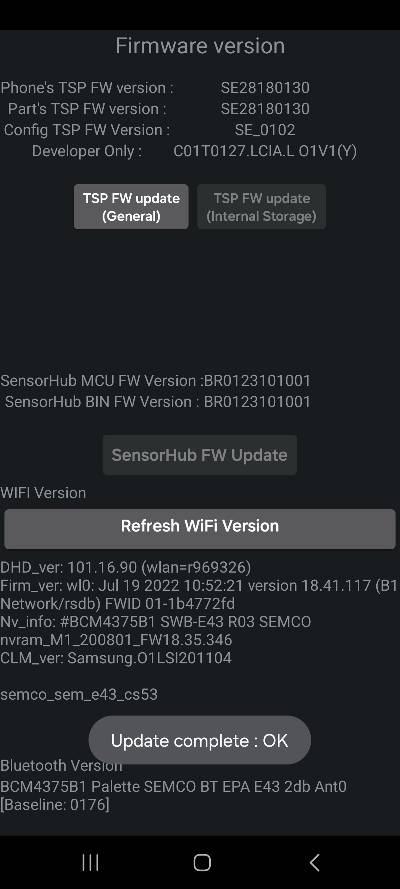 tajny kod samsung aktualizacie dotykovej obrazovky a wifi modulov
