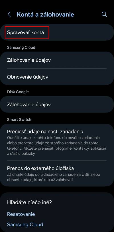 vypnut synchronizaciu uctov v androide