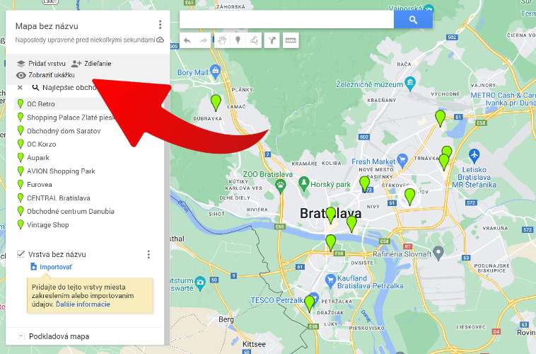 zdielanie mapy a vytvorenie mapy v google mapach