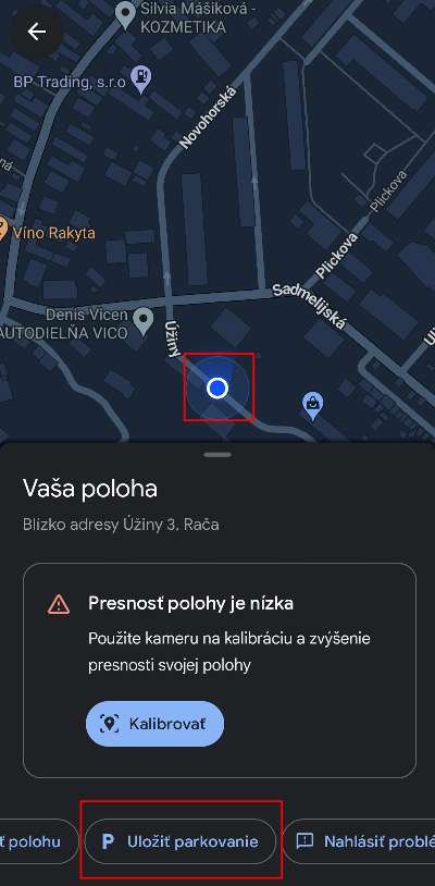 Google Mapy funkcia ulozit parkovanie!_1
