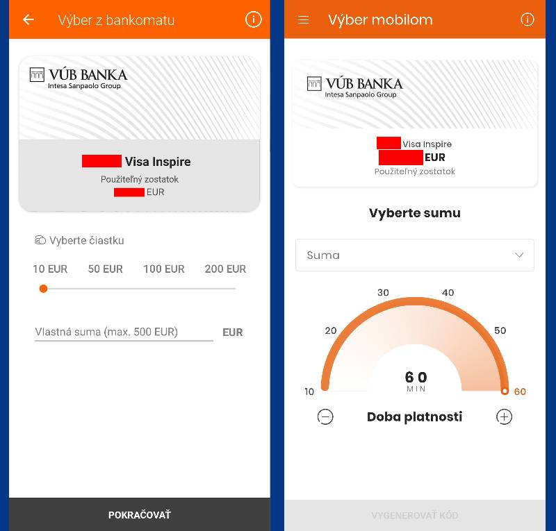 VUB banka porovnanie starej a novej aplikacie_vyber penazi cez aplikaciu