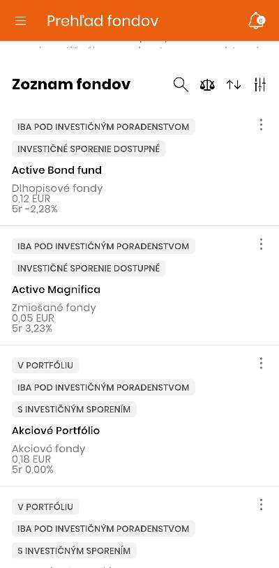 VUB banka porovnanie starej a novej aplikacie_zoznam fondov