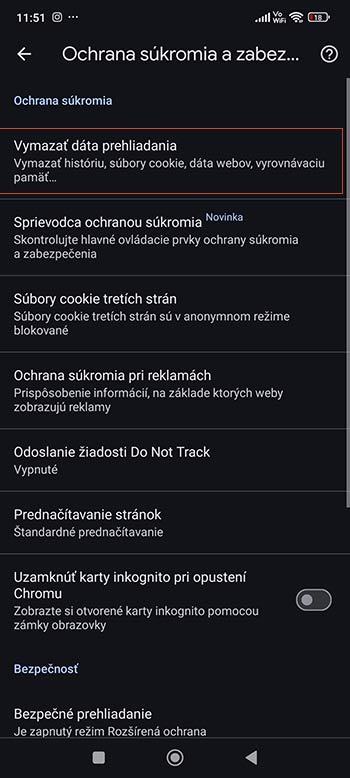Ako si vymazať uložené dáta v Chrome