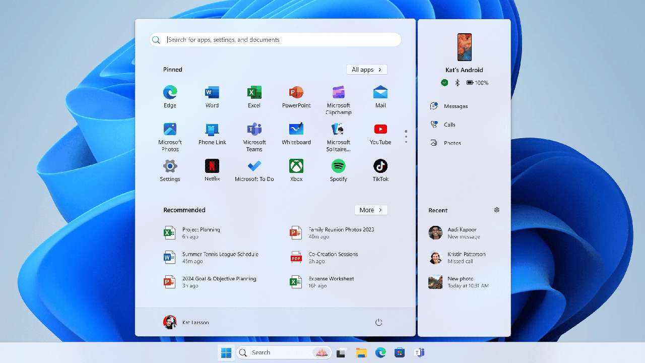 Windows 11 a Android v ponuke Start