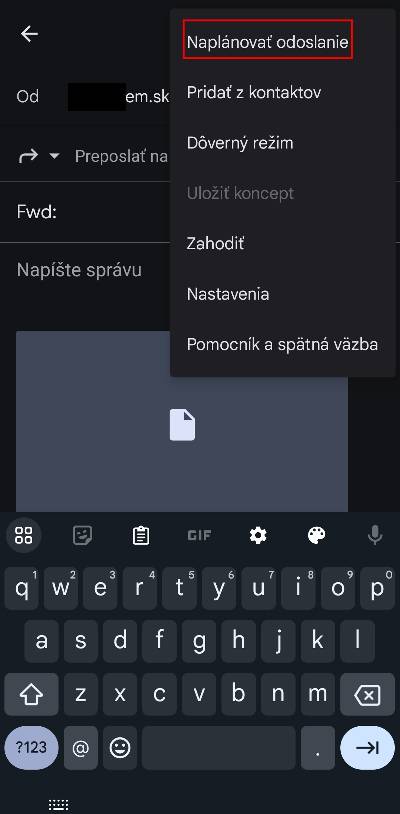 gmail naplanovanie odoslania e-mailu