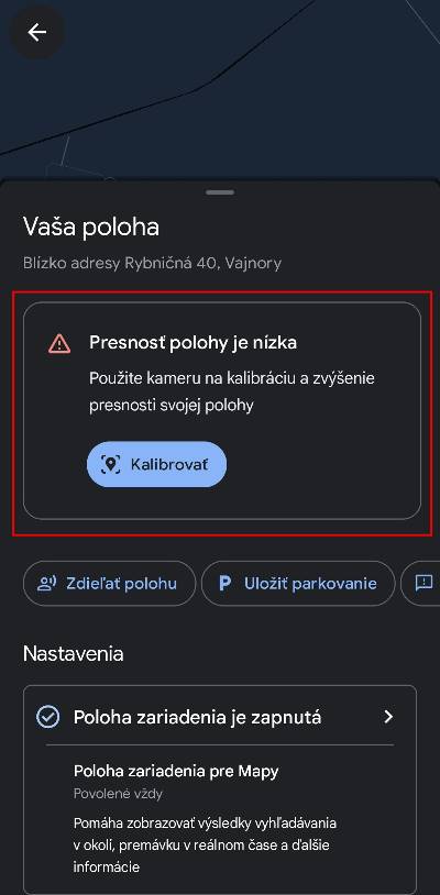 kalibrovanie polohy google mapy