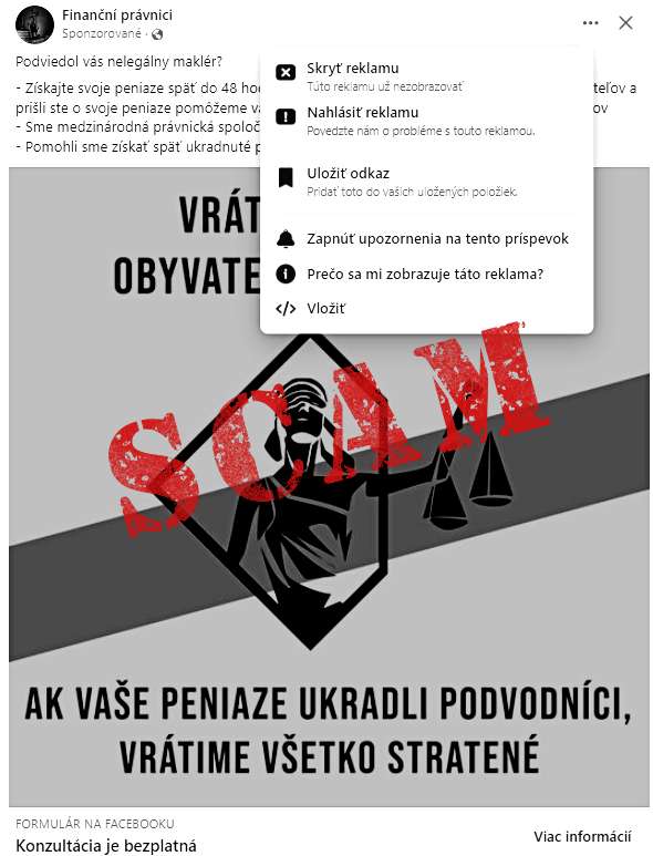 podvodny prispevok na Facebooku scam_1