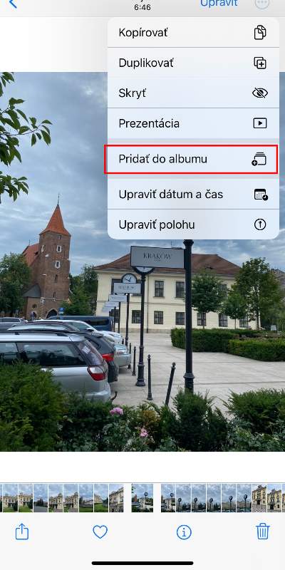 pridať do albumu iphone