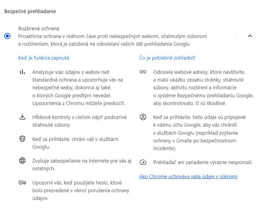 rozsirena ochrana Google Chrome_bezpecne prehliadanie