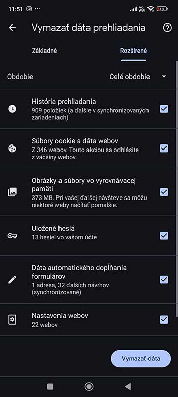 Ako si vymazať uložené dáta v Chrome