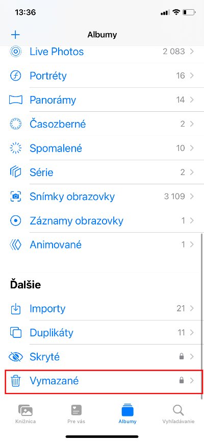 sekcia vymazané
