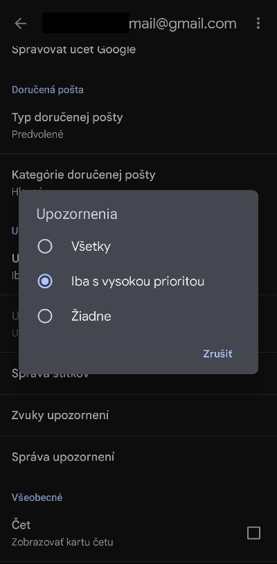 upozornenia Gmail