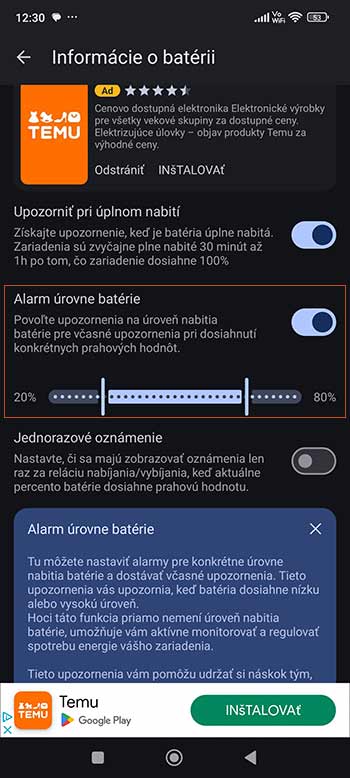 Nastavte si upozornenia na čo najoptimálnejšie nabíjanie batérie 