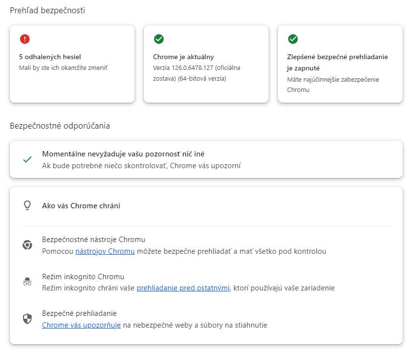 Chrome desktop kontrola bezpecnosti