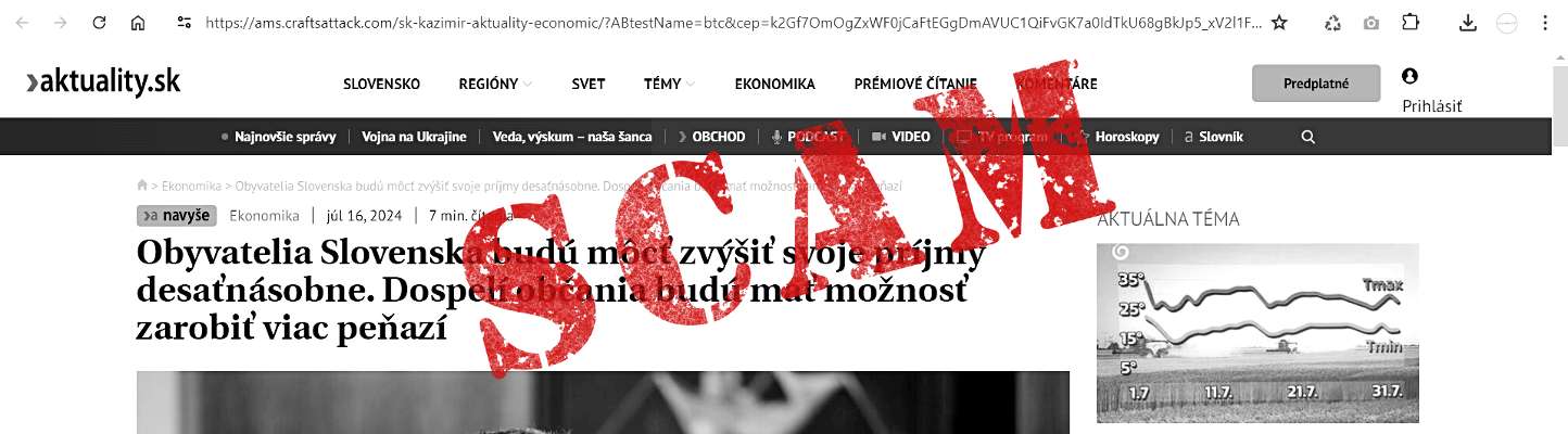 Facebook podvodna reklama falosna stranka