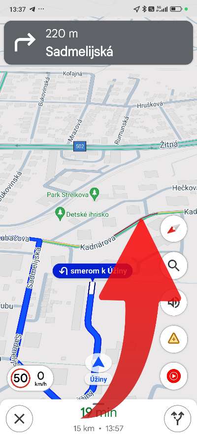 Google Mapy zdielanie priebehu trasy
